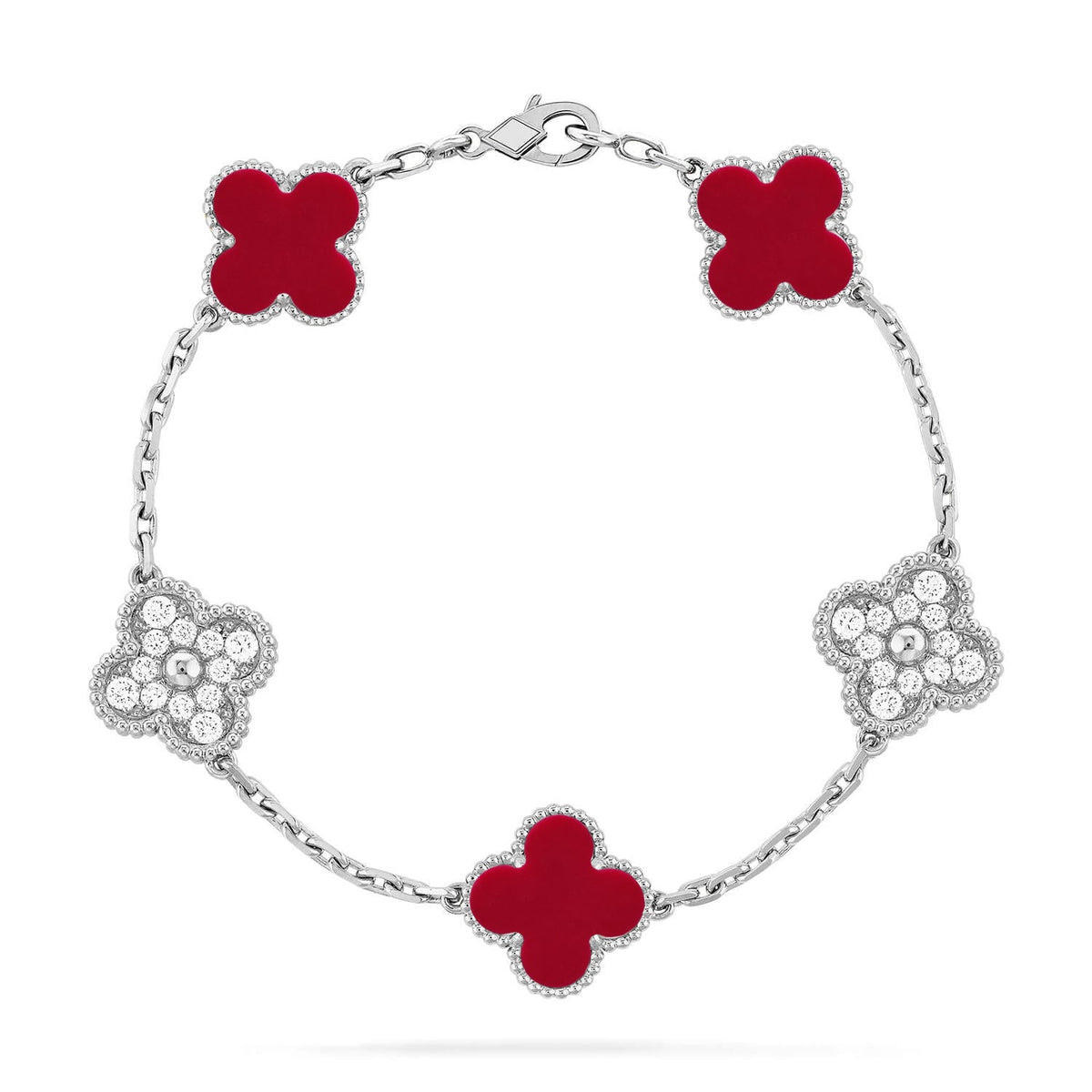 [Legend]LUCKY CLOVER 5-MOTIF BRACELET - RED CARNELIAN COLLECTION
