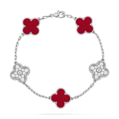 [Legend]LUCKY CLOVER 5-MOTIF BRACELET - RED CARNELIAN COLLECTION