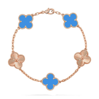 [Legend]LUCKY CLOVER 5-MOTIF BRACELET - BLUE AGATE COLLECTION