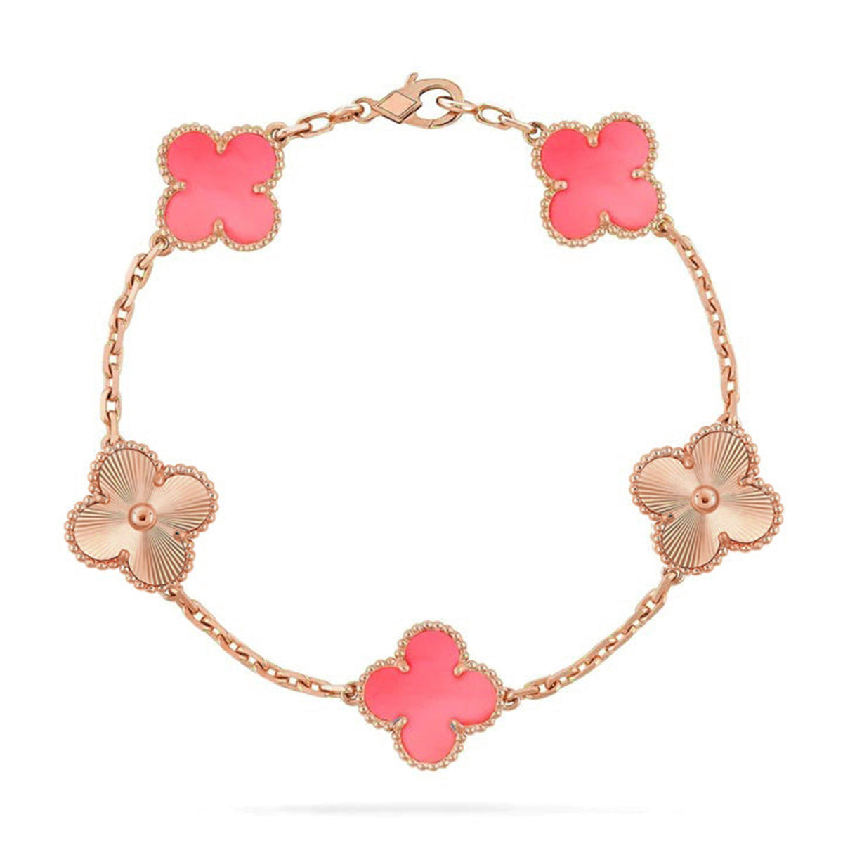 [Legend]LUCKY CLOVER 5-MOTIF BRACELET - PINK MOTHER-OF-PEARL COLLECTION
