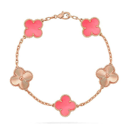 [Legend]LUCKY CLOVER 5-MOTIF BRACELET - PINK MOTHER-OF-PEARL COLLECTION