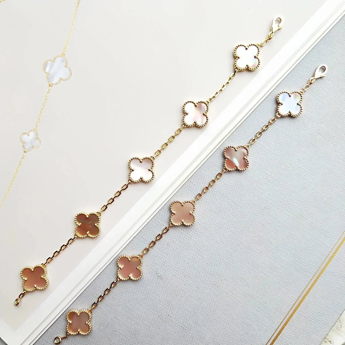 [Legend]LUCKY CLOVER 5-MOTIF BRACELET - PINK MOTHER-OF-PEARL COLLECTION