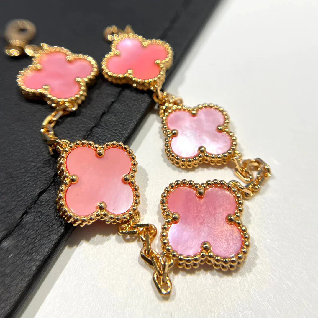 [Legend]LUCKY CLOVER 5-MOTIF BRACELET - PINK MOTHER-OF-PEARL COLLECTION