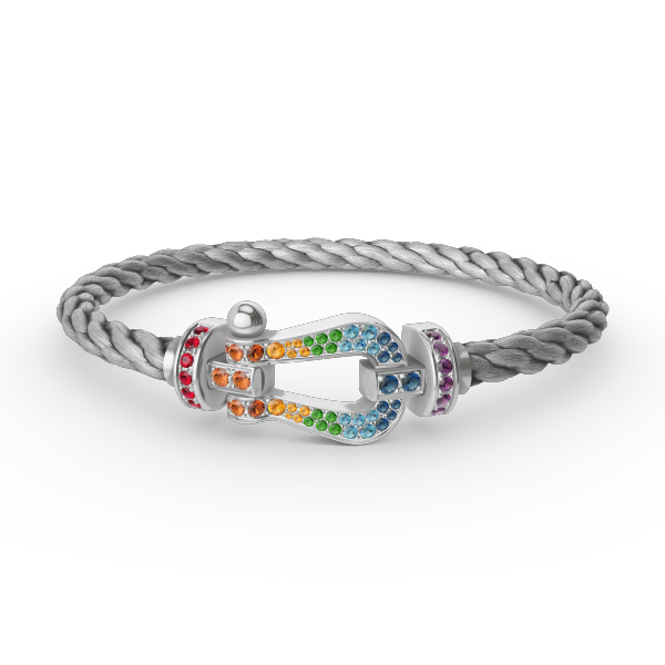 [Legend]FORCE LARGE HORSESHOE COLORED DIAMOND BRACELET - WHITE GOLD