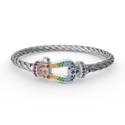 [Legend]FORCE LARGE HORSESHOE COLORED DIAMOND BRACELET - WHITE GOLD