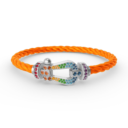 [Legend]FORCE LARGE HORSESHOE COLORED DIAMOND BRACELET - WHITE GOLD