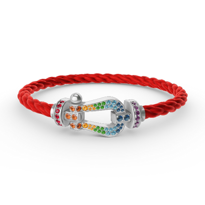 [Legend]FORCE LARGE HORSESHOE COLORED DIAMOND BRACELET - WHITE GOLD