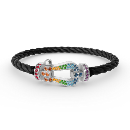 [Legend]FORCE LARGE HORSESHOE COLORED DIAMOND BRACELET - WHITE GOLD