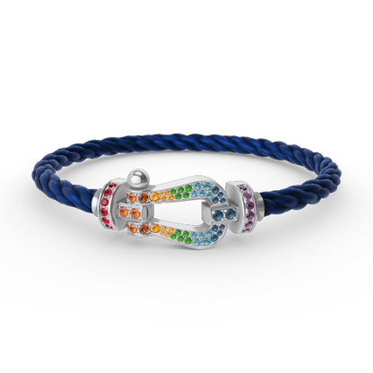 [Legend]FORCE LARGE HORSESHOE COLORED DIAMOND BRACELET - WHITE GOLD