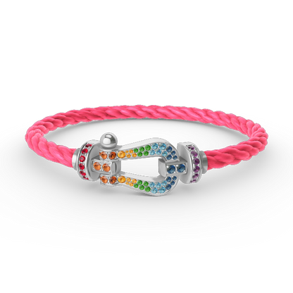 [Legend]FORCE LARGE HORSESHOE COLORED DIAMOND BRACELET - WHITE GOLD