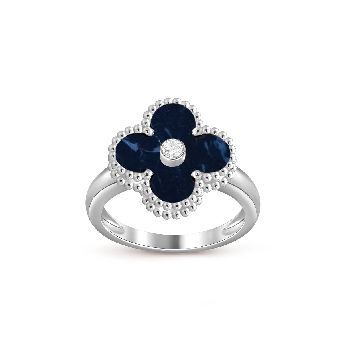 [Legend]LUCKY CLOVER DIAMOND-ACCENT WHITE GOLD RING COLLECTION