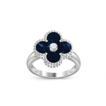 [Legend]LUCKY CLOVER DIAMOND-ACCENT WHITE GOLD RING COLLECTION