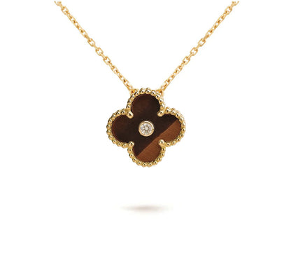 [Legend]15MM CLOVER FLOWER DIAMOND PENDANT NECKLACE COLLECTION