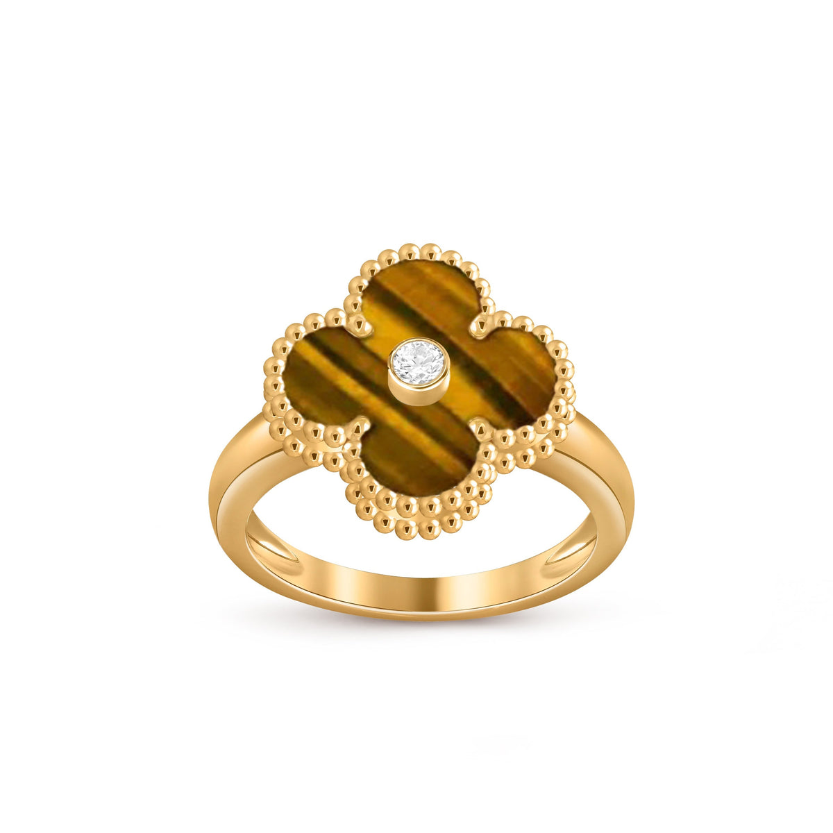 [Legend]LUCKY CLOVER DIAMOND-ACCENT GOLD RING COLLECTION