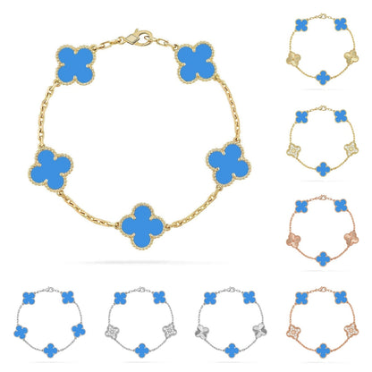 [Legend]LUCKY CLOVER 5-MOTIF BRACELET - BLUE AGATE COLLECTION