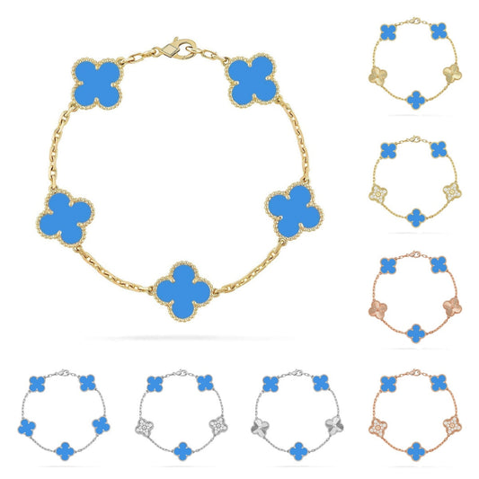 [Legend]LUCKY CLOVER 5-MOTIF BRACELET - BLUE AGATE COLLECTION