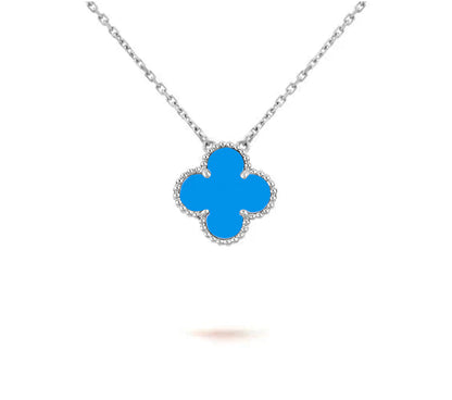 [Legend]15MM CLOVER FLOWER PENDANT NECKLACE WHITE GOLD COLLECTION
