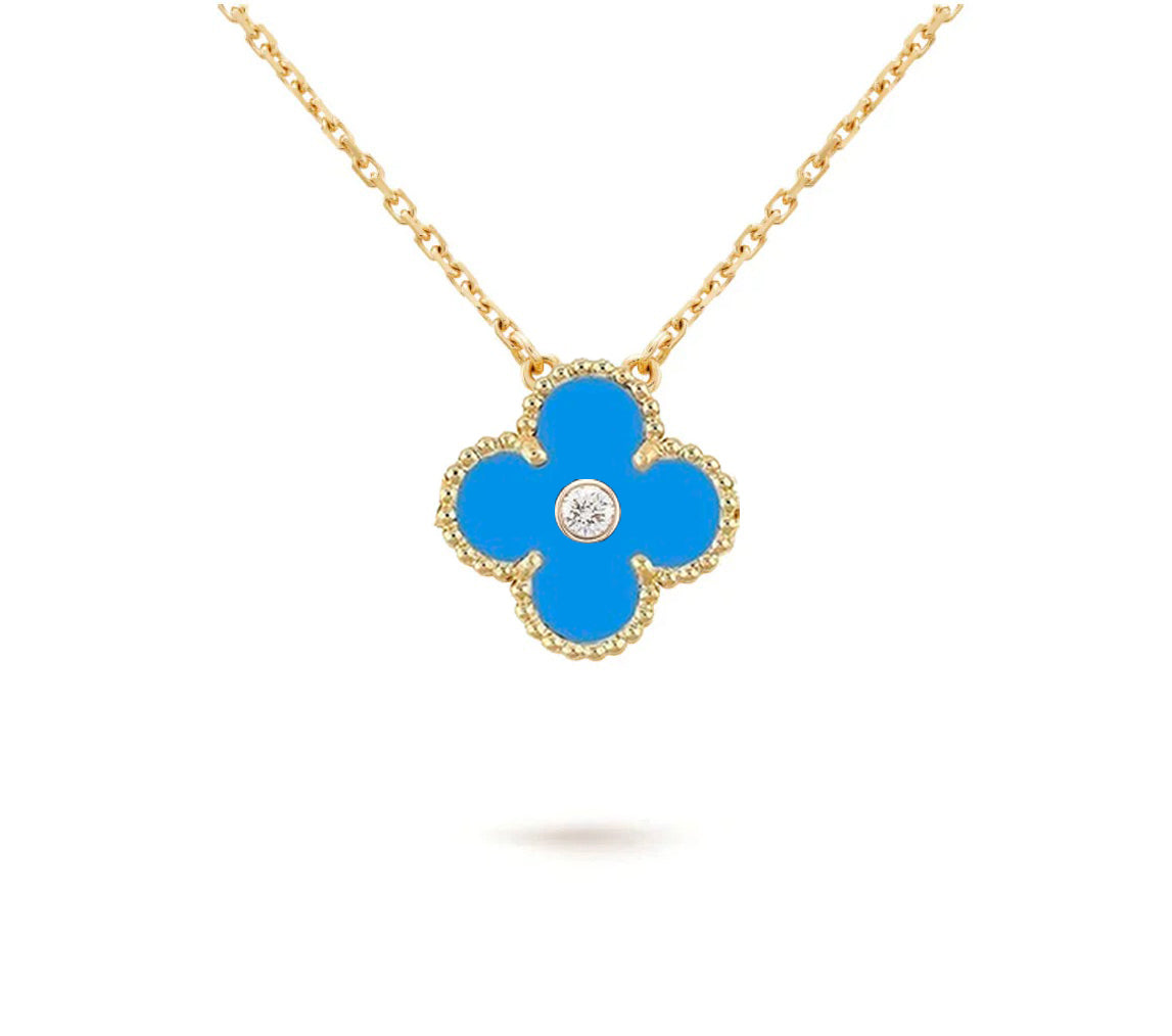 [Legend]15MM CLOVER FLOWER DIAMOND PENDANT NECKLACE COLLECTION