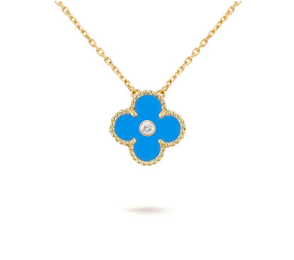 [Legend]15MM CLOVER FLOWER DIAMOND PENDANT NECKLACE COLLECTION