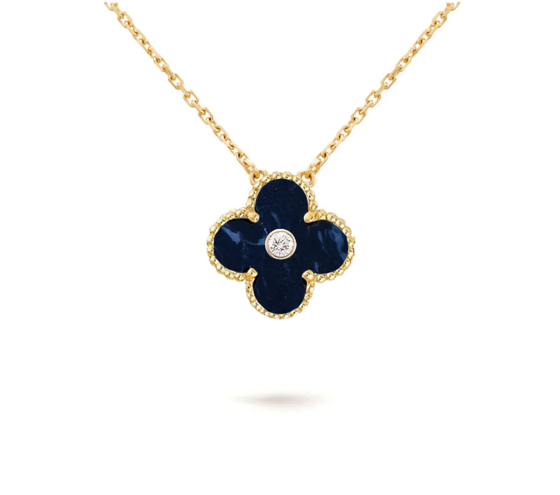 [Legend]15MM CLOVER FLOWER DIAMOND PENDANT NECKLACE COLLECTION