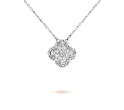 [Legend]15MM CLOVER FLOWER PENDANT NECKLACE WHITE GOLD COLLECTION
