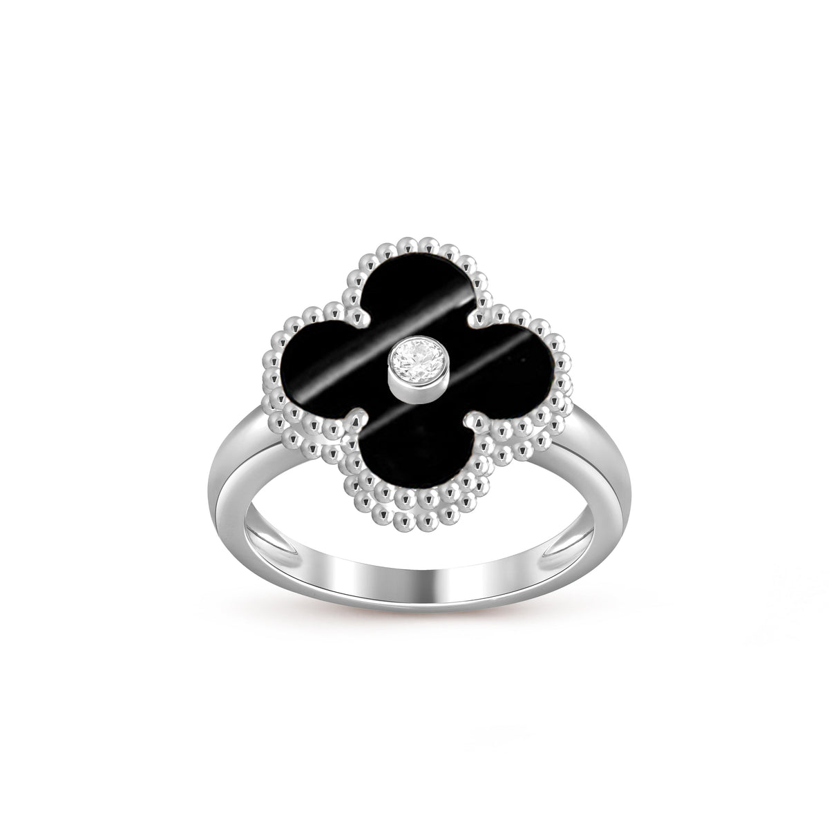 [Legend]LUCKY CLOVER DIAMOND-ACCENT WHITE GOLD RING COLLECTION