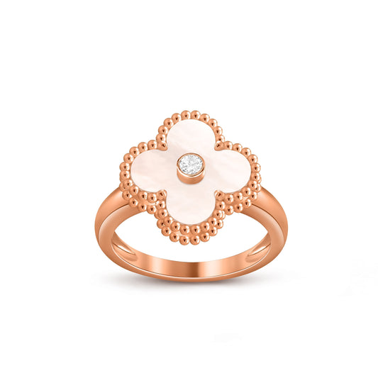 [Legend]LUCKY CLOVER DIAMOND-ACCENT ROSE GOLD RING COLLECTION