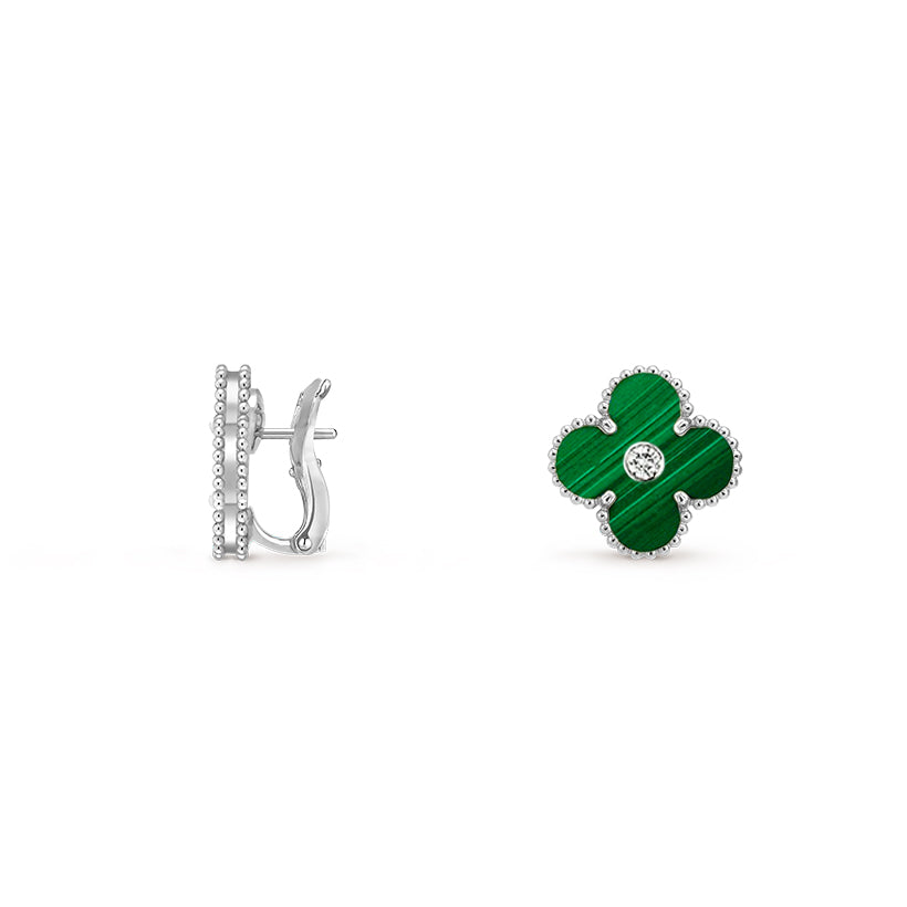 [Legend]15MM CLOVER FLOWER STUD EARRINGS DIAMOND-WHITE GOLD COLLECTION