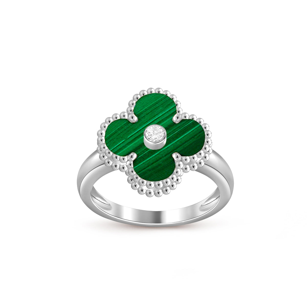 [Legend]LUCKY CLOVER DIAMOND-ACCENT WHITE GOLD RING COLLECTION