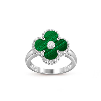[Legend]LUCKY CLOVER DIAMOND-ACCENT WHITE GOLD RING COLLECTION