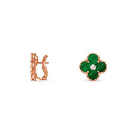 [Legend]15MM CLOVER FLOWER STUD EARRINGS DIAMOND-ROSE GOLD COLLECTION