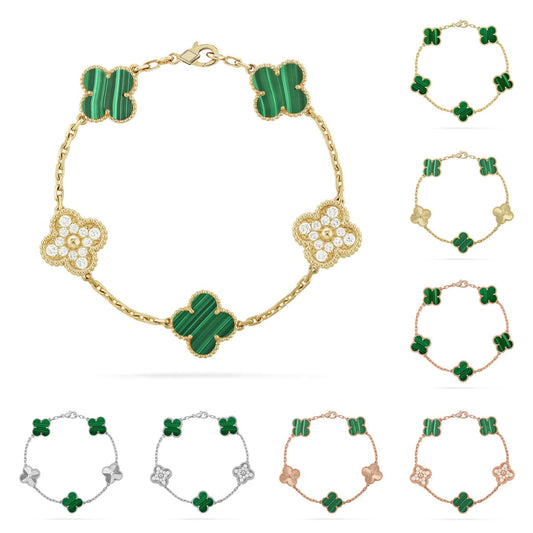 [Legend]LUCKY CLOVER 5-MOTIF BRACELET - MALACHITE COLLECTION