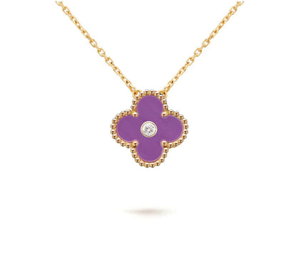 [Legend]15MM CLOVER FLOWER DIAMOND PENDANT NECKLACE COLLECTION