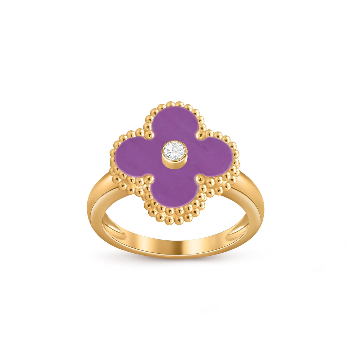 [Legend]LUCKY CLOVER DIAMOND-ACCENT GOLD RING COLLECTION