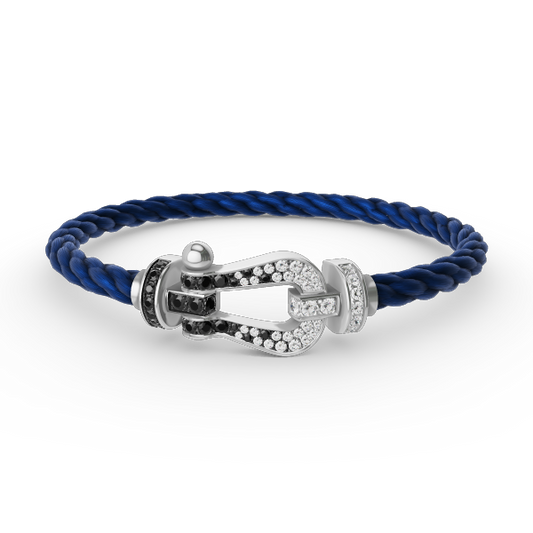 [Legend]FORCE LARGE HORSESHOE BLACK & WHITE DIAMOND BRACELET - WHITE GOLD