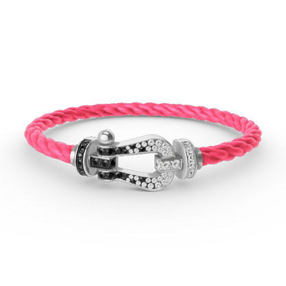 [Legend]FORCE LARGE HORSESHOE BLACK & WHITE DIAMOND BRACELET - WHITE GOLD