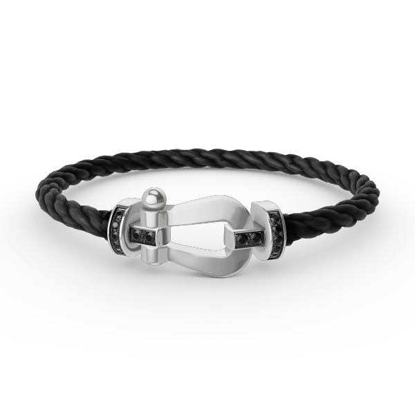 [Legend]FORCE LARGE HORSESHOE BLACK DIAMOND BRACELET - WHITE GOLD
