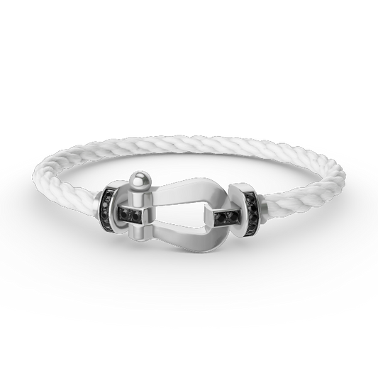 [Legend]FORCE LARGE HORSESHOE BLACK DIAMOND BRACELET - WHITE GOLD