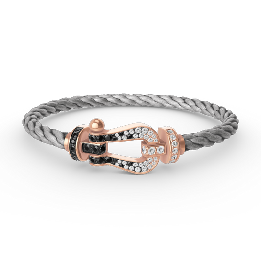 [Legend]FORCE LARGE HORSESHOE BLACK & WHITE DIAMOND BRACELET - ROSE GOLD