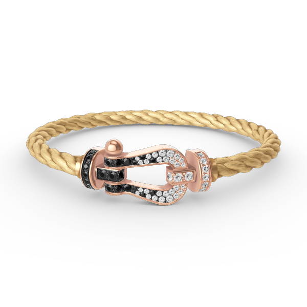 [Legend]FORCE LARGE HORSESHOE BLACK & WHITE DIAMOND BRACELET - ROSE GOLD