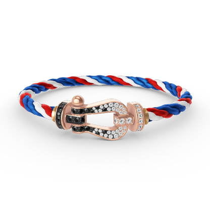[Legend]FORCE LARGE HORSESHOE BLACK & WHITE DIAMOND BRACELET - ROSE GOLD