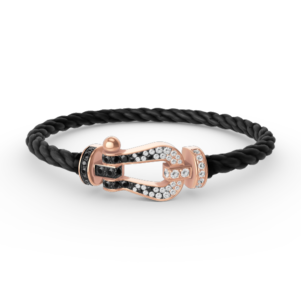 [Legend]FORCE LARGE HORSESHOE BLACK & WHITE DIAMOND BRACELET - ROSE GOLD
