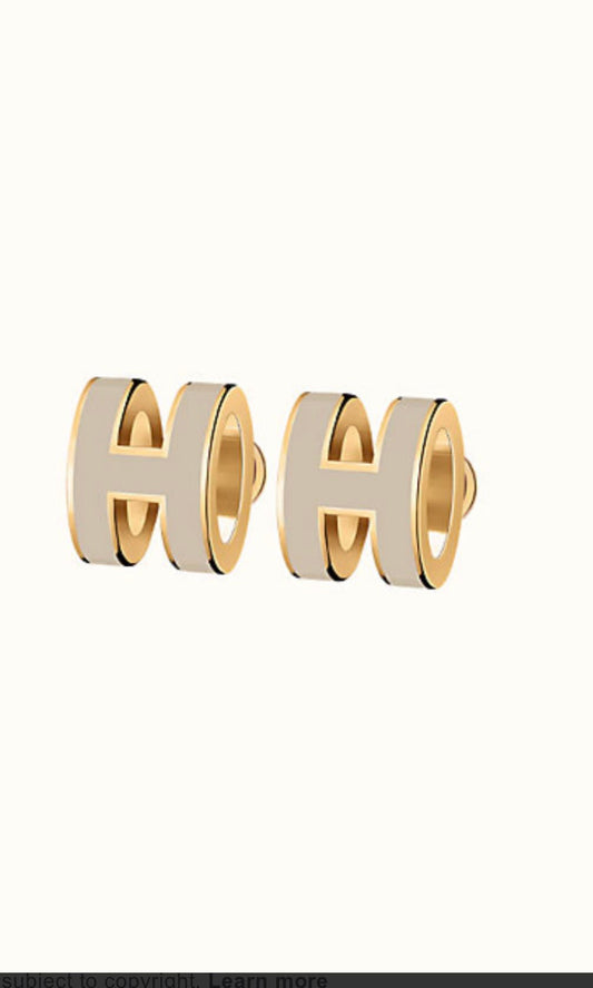 [Legend]MINI POP H GOLD EARRINGS GREY