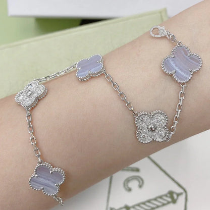 [Legend]LUCKY CLOVER 5-MOTIF BRACELET - PURPLE CHALCEDONY COLLECTION