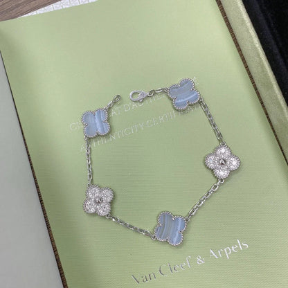 [Legend]LUCKY CLOVER 5-MOTIF BRACELET - PURPLE CHALCEDONY COLLECTION