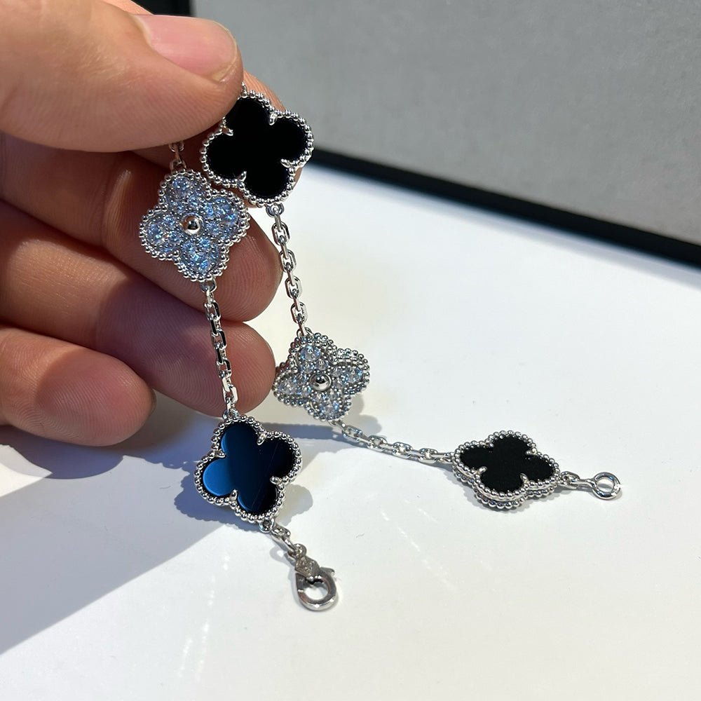 [Legend]LUCKY CLOVER 5-MOTIF BRACELET - BLACK OXNY COLLECTION