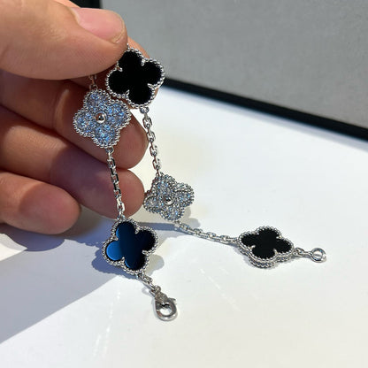 [Legend]LUCKY CLOVER 5-MOTIF BRACELET - BLACK OXNY COLLECTION