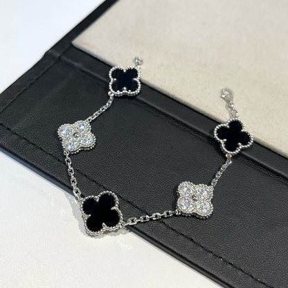 [Legend]LUCKY CLOVER 5-MOTIF BRACELET - BLACK OXNY COLLECTION