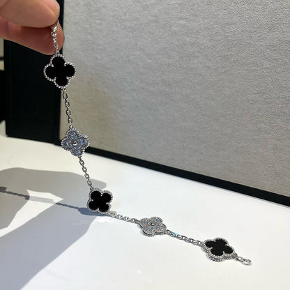 [Legend]LUCKY CLOVER 5-MOTIF BRACELET - BLACK OXNY COLLECTION