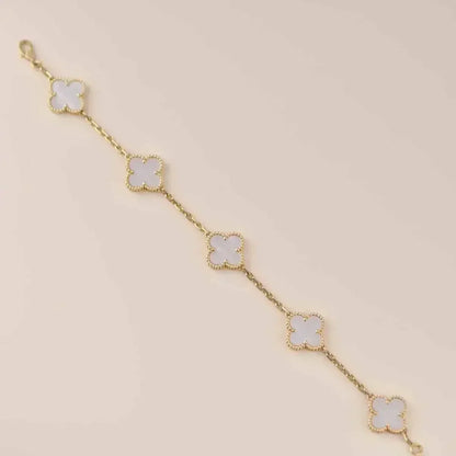 [Legend]LUCKY CLOVER 5-MOTIF BRACELET - WHITE MOTHER-OF-PEARL COLLECTION